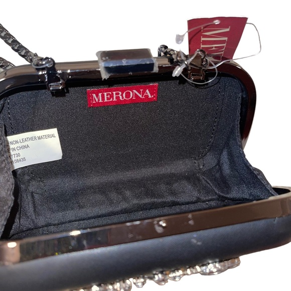 Merona Evening Bag Hard Shell Rhinestone Embellished Crossbody New With Tags - Picture 3 of 8